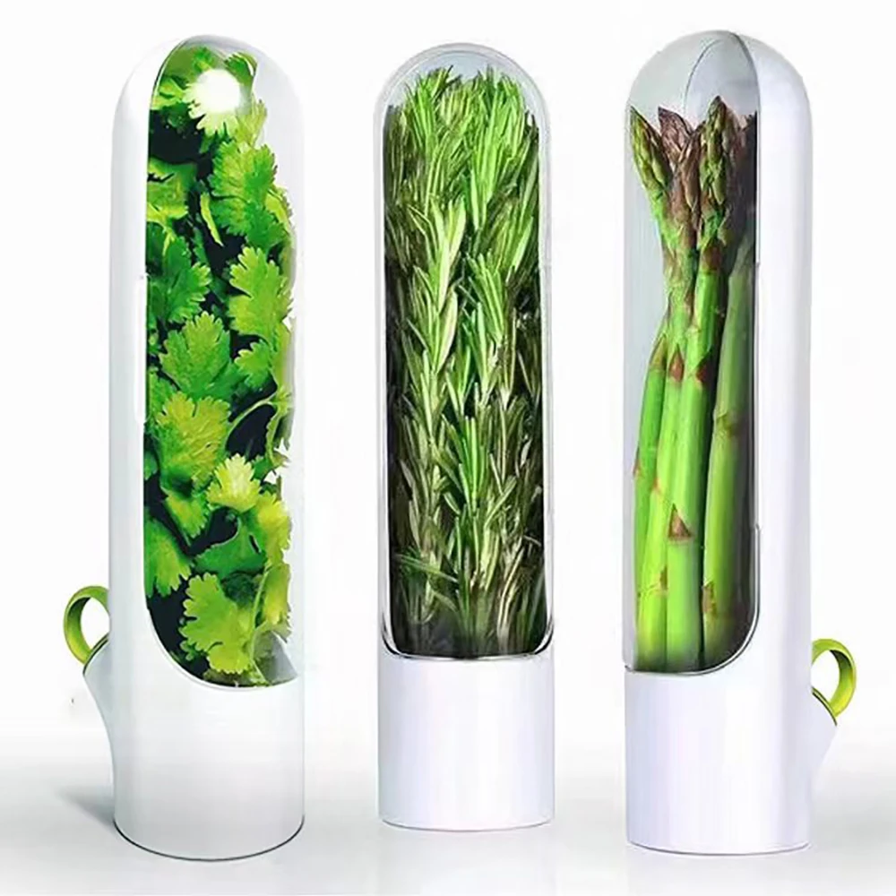 

New Herb Saver Storage Container Fresh Keeper Vanilla Vegetables Fresh Preservation Bottle for Refrigerator Kitchen Gadgets