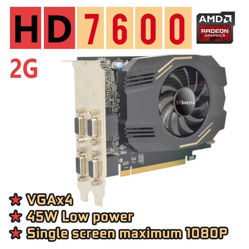 

SONGREY Оригинальная видеокарта с несколькими дисплеями 4VGA HD7600 AMD GPU 2G GDDR5 Многомониторная видеокарта