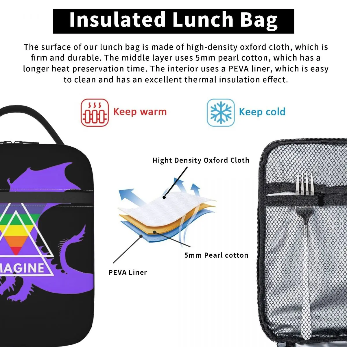 Rock Band Imagine Mercury Thermal Insulated Lunch Bag for Picnic Portable Food Bag Container Thermal Cooler Lunch Boxes