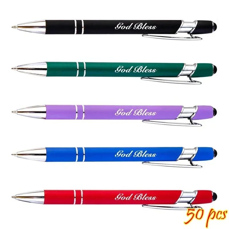 

50pcs Metal Ballpoint Pen Touch Screen Pen Custom Logo Office School Advertising Pen Text Engraving Custom Pen Engraving Laser