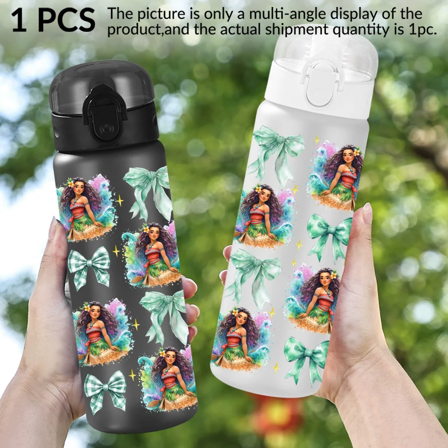 1 pezzo Disney, Moana, Arco, bottiglia d'acqua in plastica da 26 once, tazza d'acqua sportiva con corda di sollevamento, regalo di compleanno/retro a scuola
