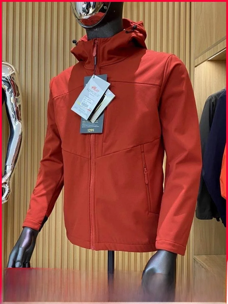 

Thiened Fce осенне-зимняя куртка для мужчин, водонепроницаемое ветрозащитное мягкое пальто с капюшоном, теплая повседневная верхняя одежда, пальто