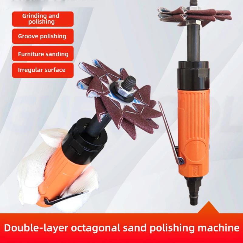 Pneumatic Octagonal Sand Irregular Polishing Machine Flower Making Machine Groove Wood Door Seam Grinding Surface Rust Removal