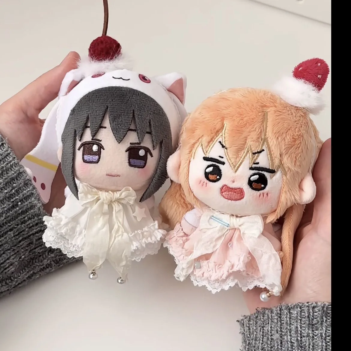 

For 10CM Cotton Doll Dress With Strawberry Headwear Cartoon Plush Doll Replacement Outfit Playing House Accessories Mini Clothes