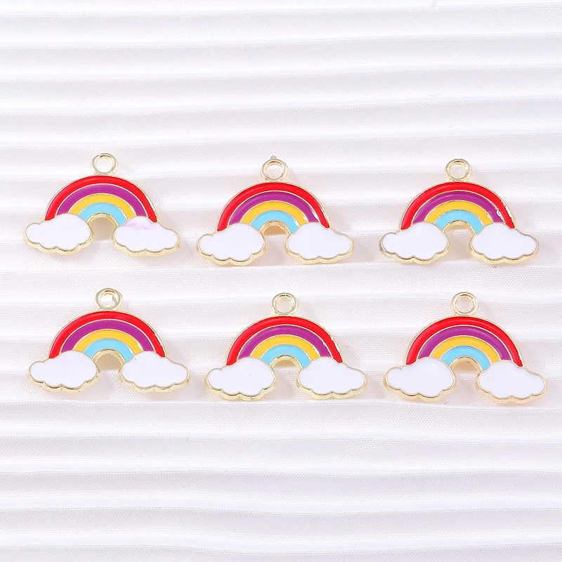 10 teile/los Cartoon Emaille Regenbogen Wolken Charms für Schmuck Machen Frauen Mode Tropfen Ohrringe Anhänger Halsketten DIY Handwerk Geschenk – Detail 23
