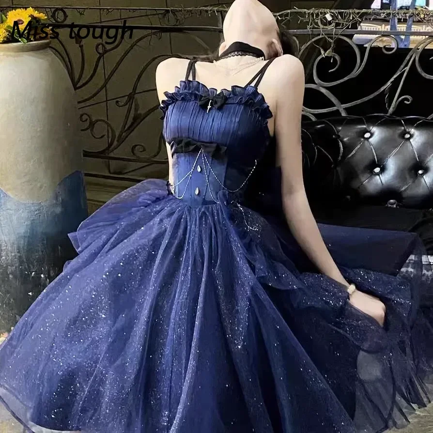 

Vintage Elegant Party Midi Dress Women Korean Style Denim Strapless Dress A-line Temperament Sexy Streetwear Designer Dress 2023
