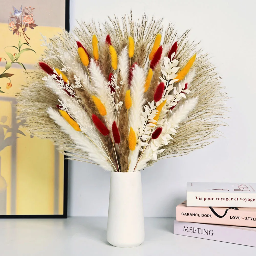 70 ينبع الطبيعية رقيق بامباس العشب القصب الزهور المجففة حزم لعيد الميلاد المنزل الجدول زهرية الطرف الديكور ترتيب الخريف #2