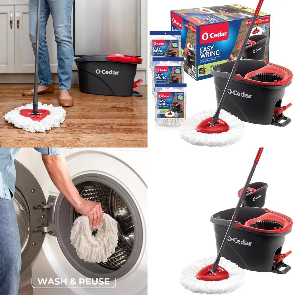 

Система для уборки пола с микрофибровой шваброй и ведром, с 3 сменными насадками