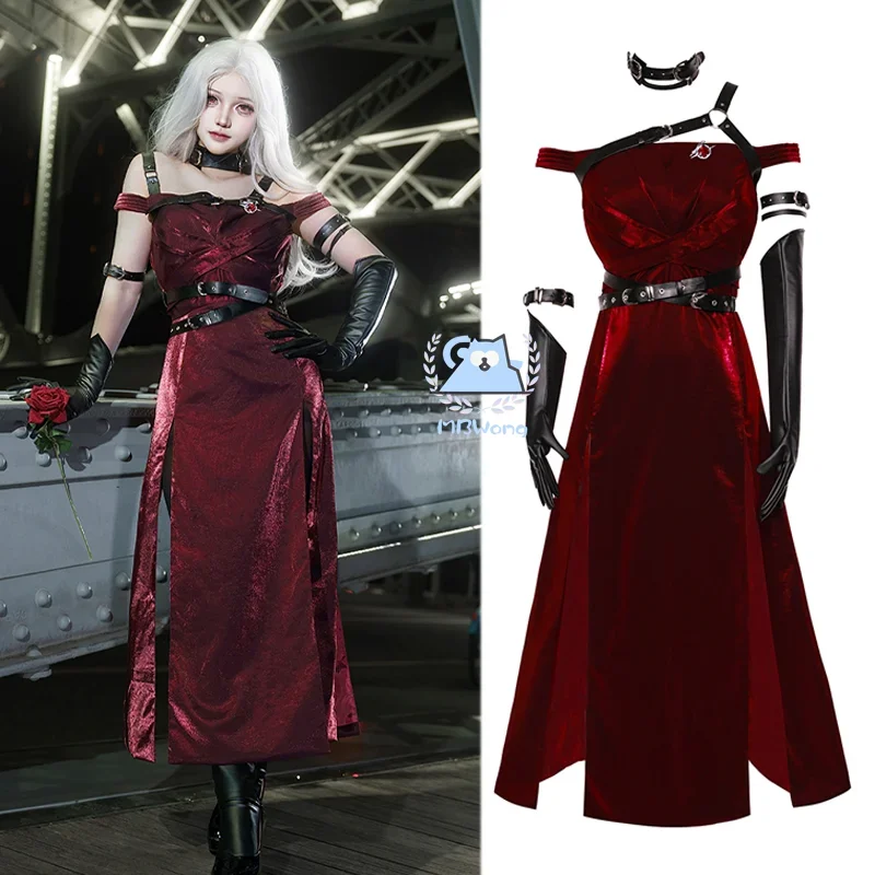 

FC6Love and Deepspace Heroines Cosplay Costume Red Dress Enchanting Veil Uniform Sylus Relentless Conqueror Halloween Party@FC8！
