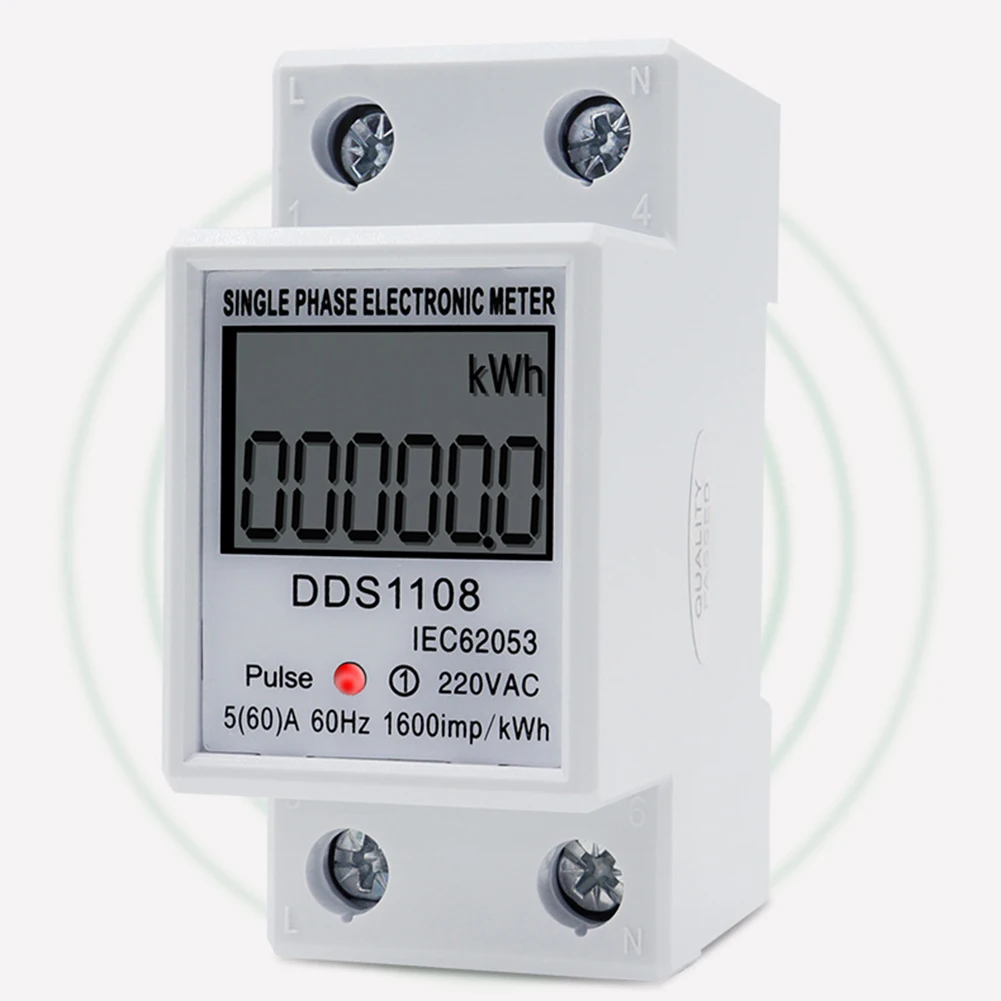DDS1108 LCD Digital Single Phase Energy Meter AC220V 60A D/in Rail Electric-Wattmeter For Industrial Commercial Usage