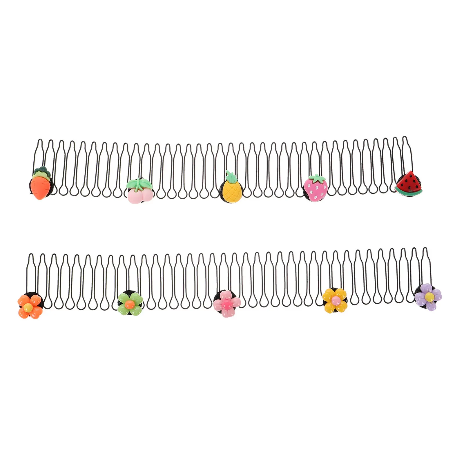 2Pcs Invisible Broken Hair Comb Children Hair Fixer Clips Cute Flower Fruit Design Tidy Stray Hairs Forehead Back Head
