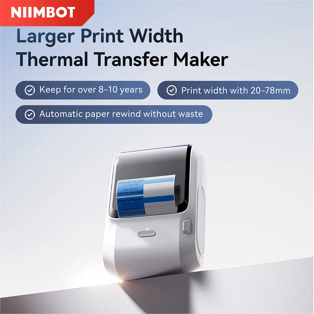 

Niimbot M3 Thermal Transfer Label Printer 300 DPI High Definition Wireless Label Maker 20-78 mm Print Width for Home Office