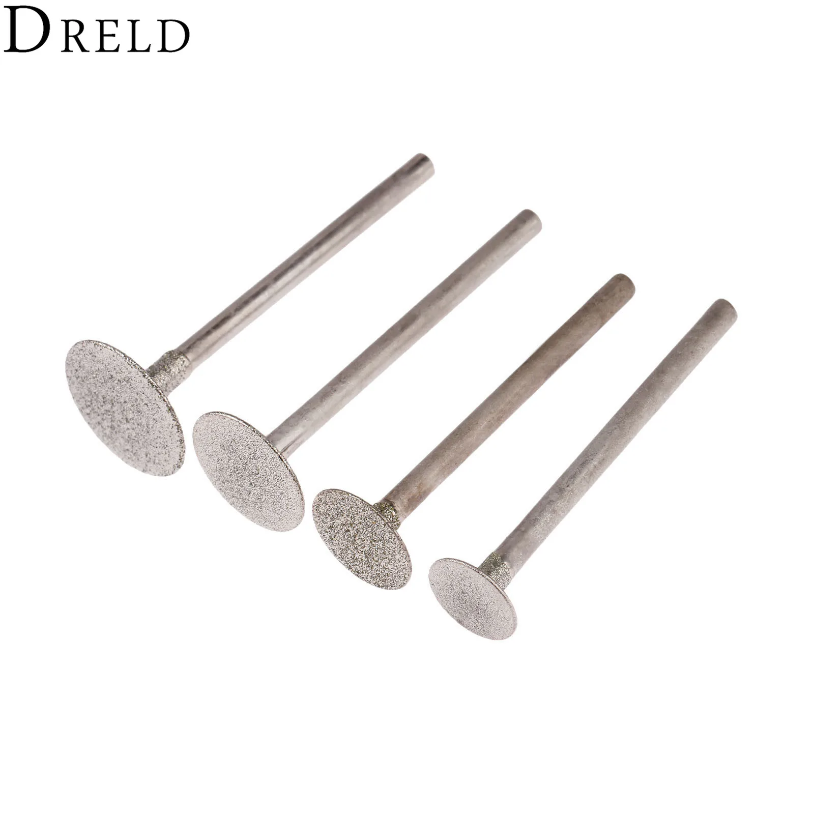 DRELD 4Pcs 3mm Shank Diamond Mounted Point Grinding Head Stone Jade Carving Polishing Engraving Tools for Dremel Accesories