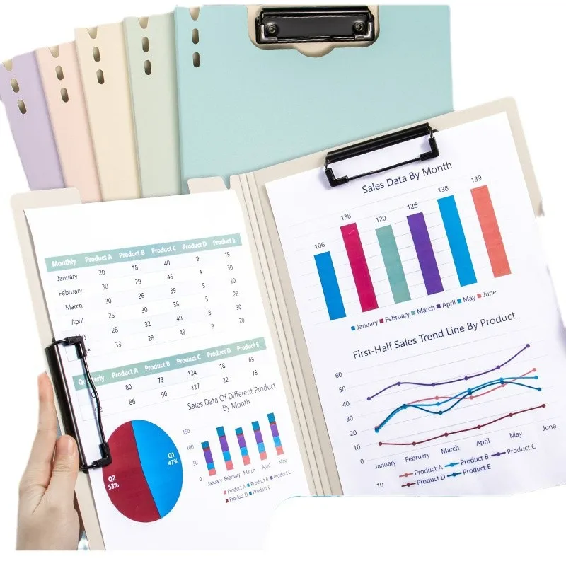 A4 Folder, Double Clamp Document Organizer, Multi-Functional Clipboard Writing Board Pad