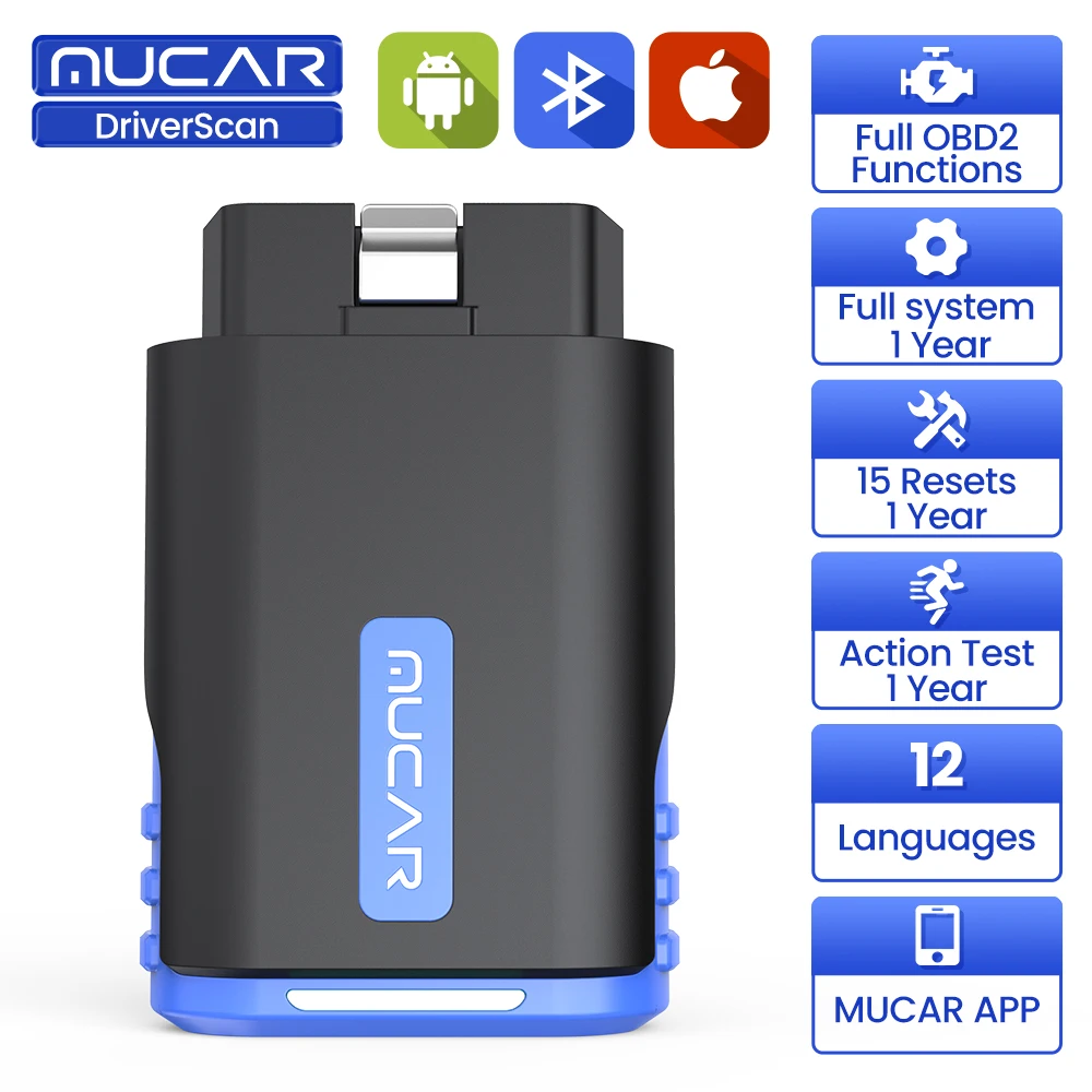 MUCAR Driverscan Automotive Diagnostic Tools Obd 2 Scanner for All Cars Full System Code Reader 15 Resets Active Test Scan Tool