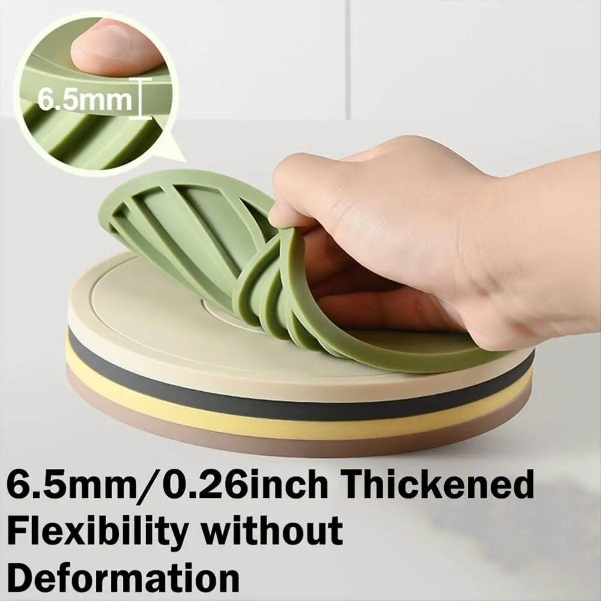 【EXCLUSIVE!】6 Thickened Pot Holders Pad with 1 Gold Triangle Holder Non-Slip Pads for Kitchen Hot Pots Restaurant Ceramic Cup