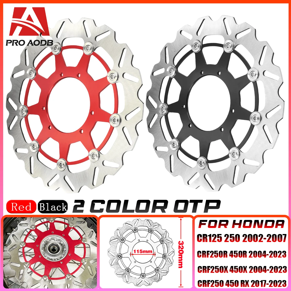 

Front Floating Brake Disc For Honda Motocross 320mm Rotor Disk CRF450 250RX CRF450X CRF250X CRF450R CRF250R 2004-2023