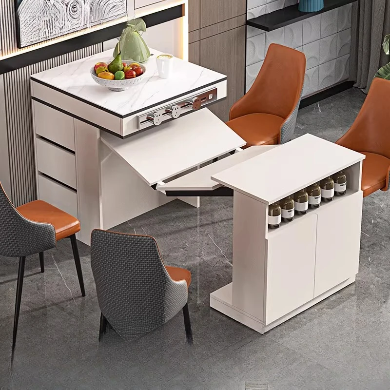 

Light luxury rock slab island table integrated folding modern simple open kitchen island table 8E12