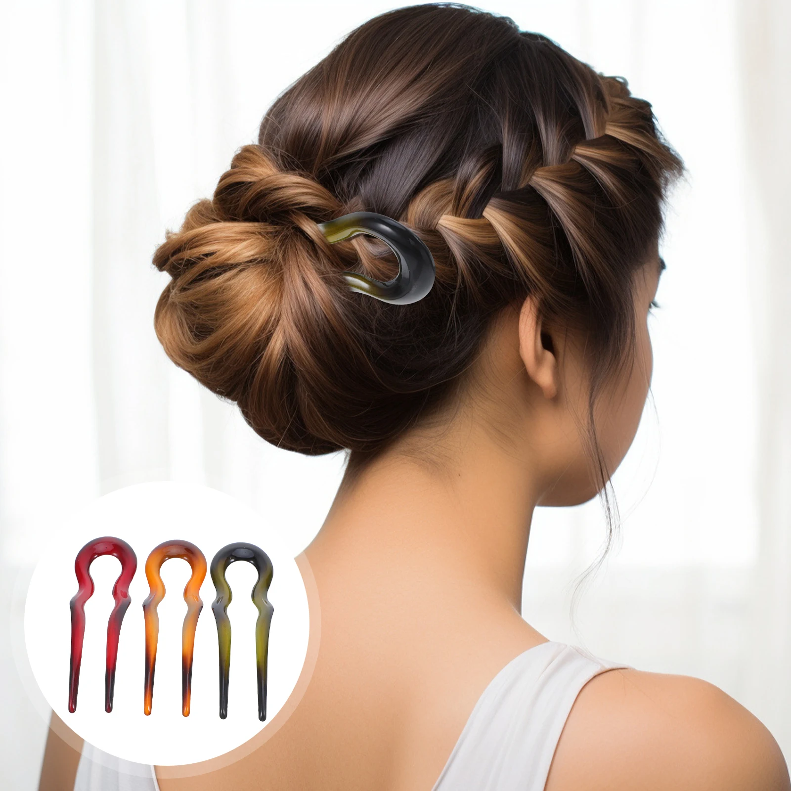 

3pcs U Shaped Hairpins Chinese Style Vintage Accessories Metal Chignon Pins For Women Updo Bun Hairstyle Tidying Tool U-Shape