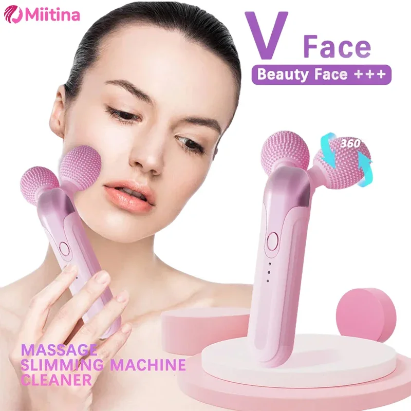 

3D Roller Facial Massager V Shape Facial Lift Up 360 Rotate Thin Face Shaping Muscle Relaxation Wrinkle Remove Tool Beauty Stick