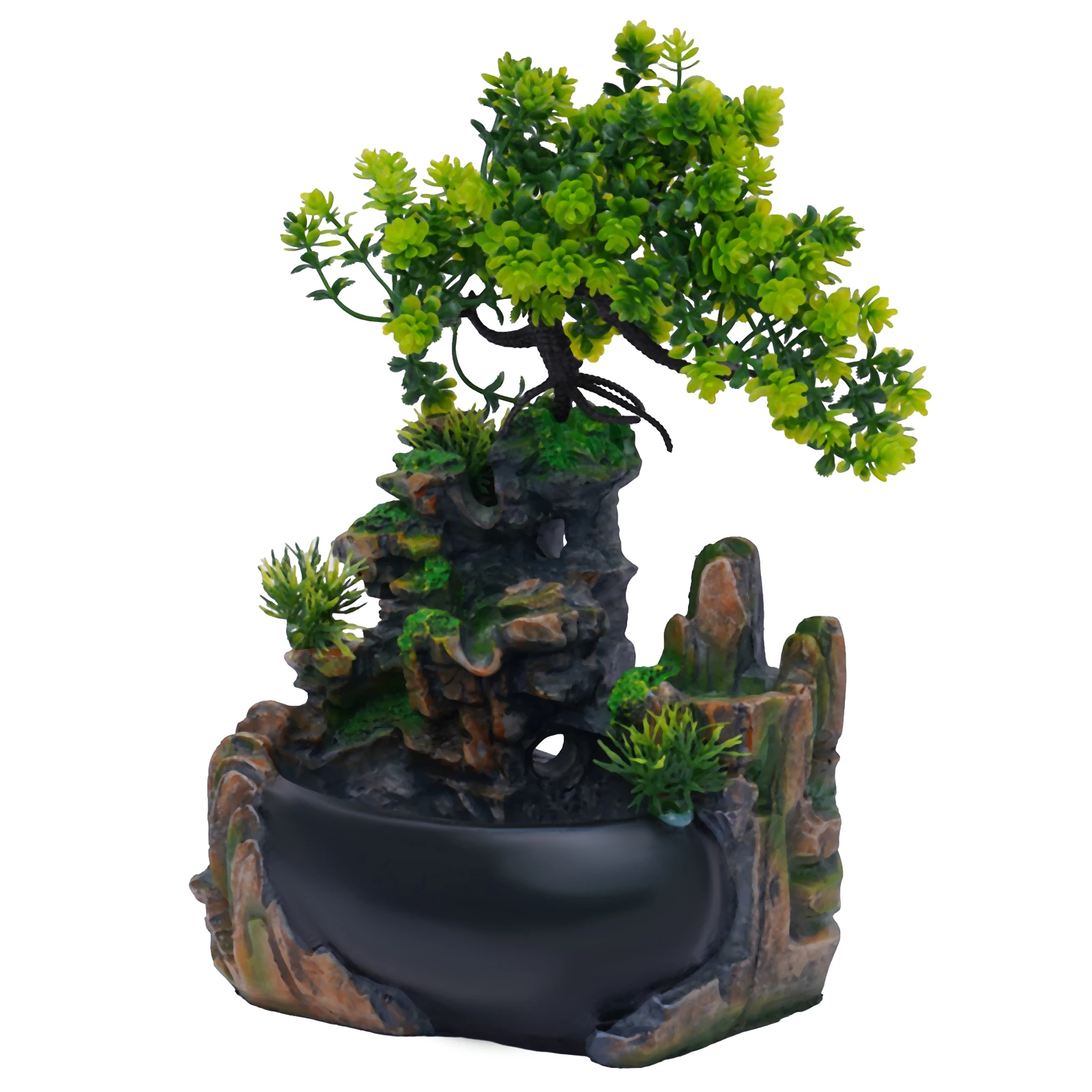 Tabletop Fountain Indoor Fountain Waterfall Nature's Garden Indoor Zen Relaxation for Office Living Room or Bedroom Green