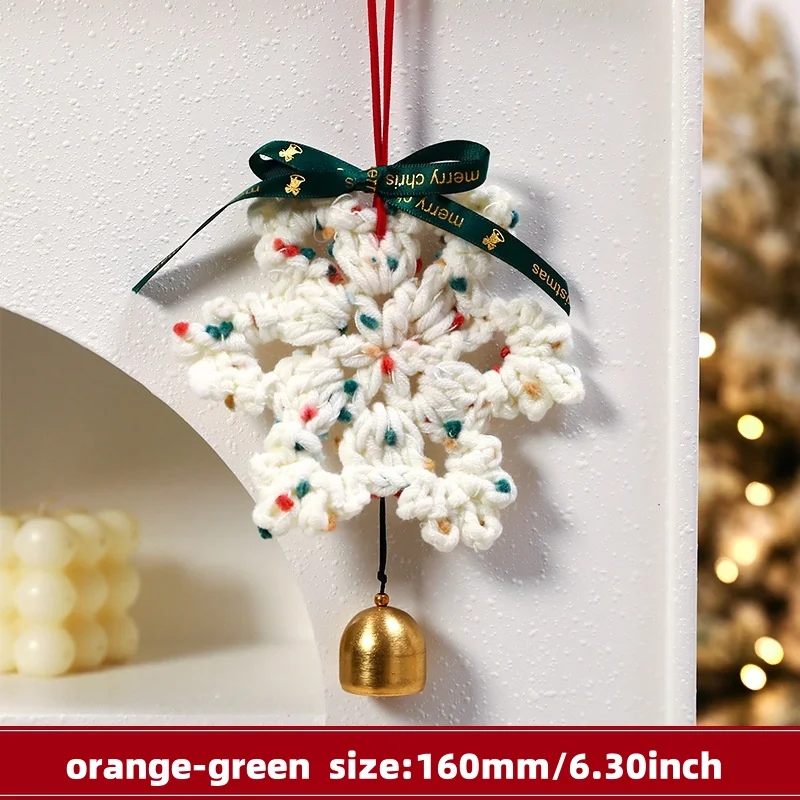 Hand-knitted  snowflake ornaments Wind Chimes  for gift Christmas ringbell Home Decorations