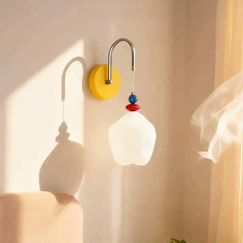 Memphis Colorful Children's Room Wall Lamps Corridor Aisle Lamp French Cream Style Baby Room Boy Girl Bedroom Bedside Wall Light