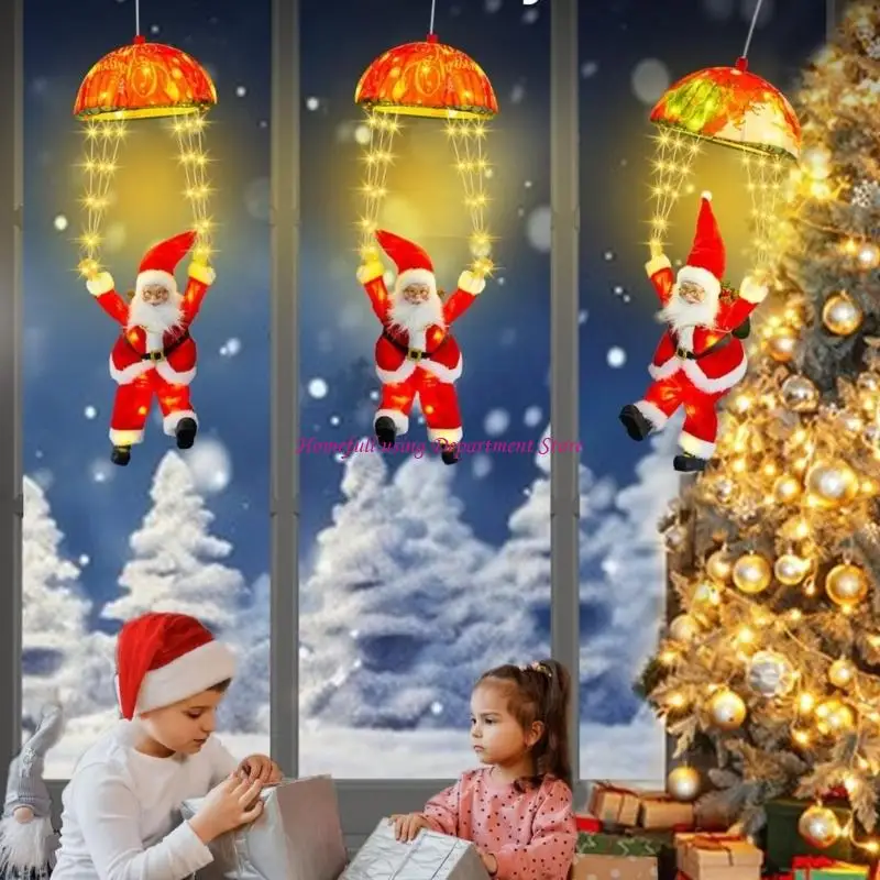  Christmas Lighted Santa Parachute Decoration Featuring Energy Saving LEDs and Any Weather Resistant Designs