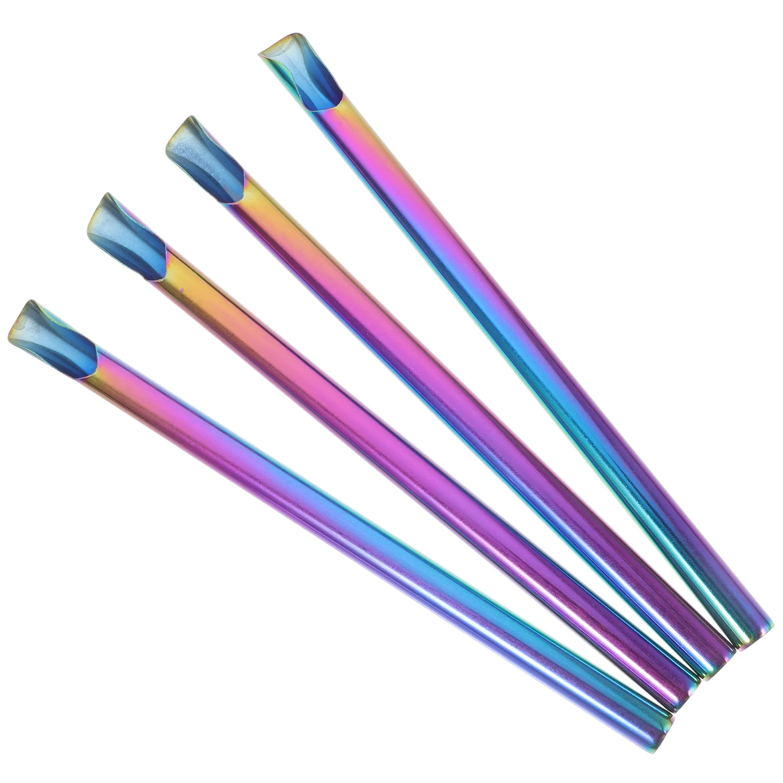 

4pcs Stainless Steel Straws Reusable Drinking Straw Creative Stirrer for Milk Tea Smoothie (Colorful, Mixed Style)