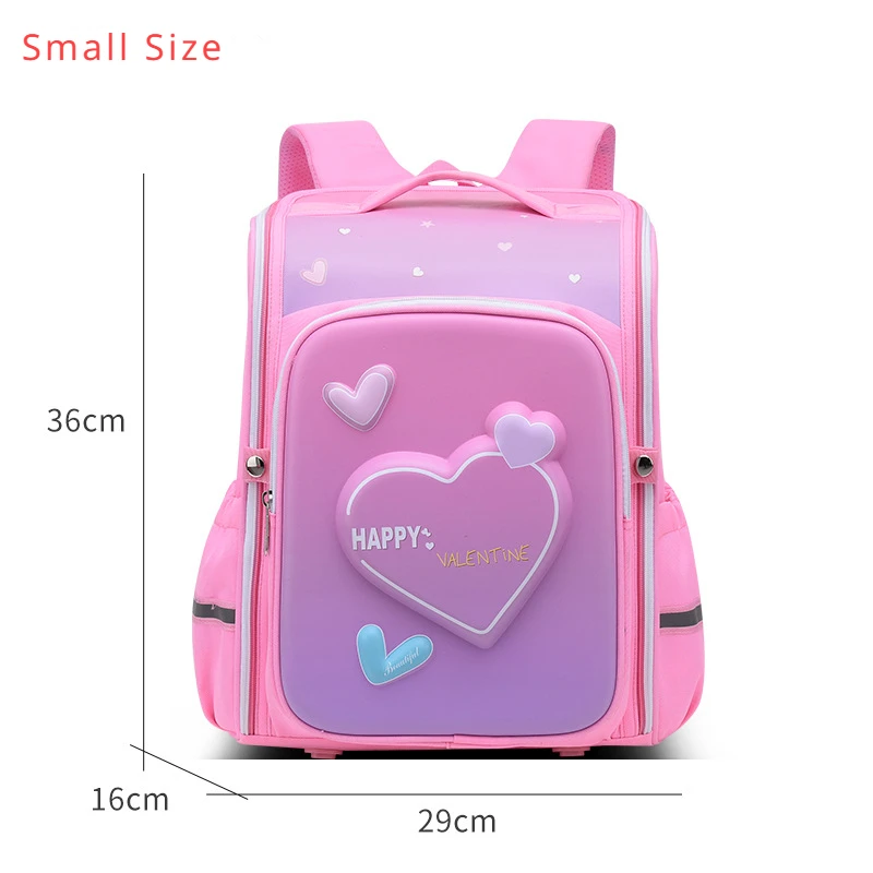 Tas sekolah dasar untuk anak perempuan, tas punggung sekolah kartun lucu cinta hati merah muda, tas buku siswa, tas ransel anak-anak SD