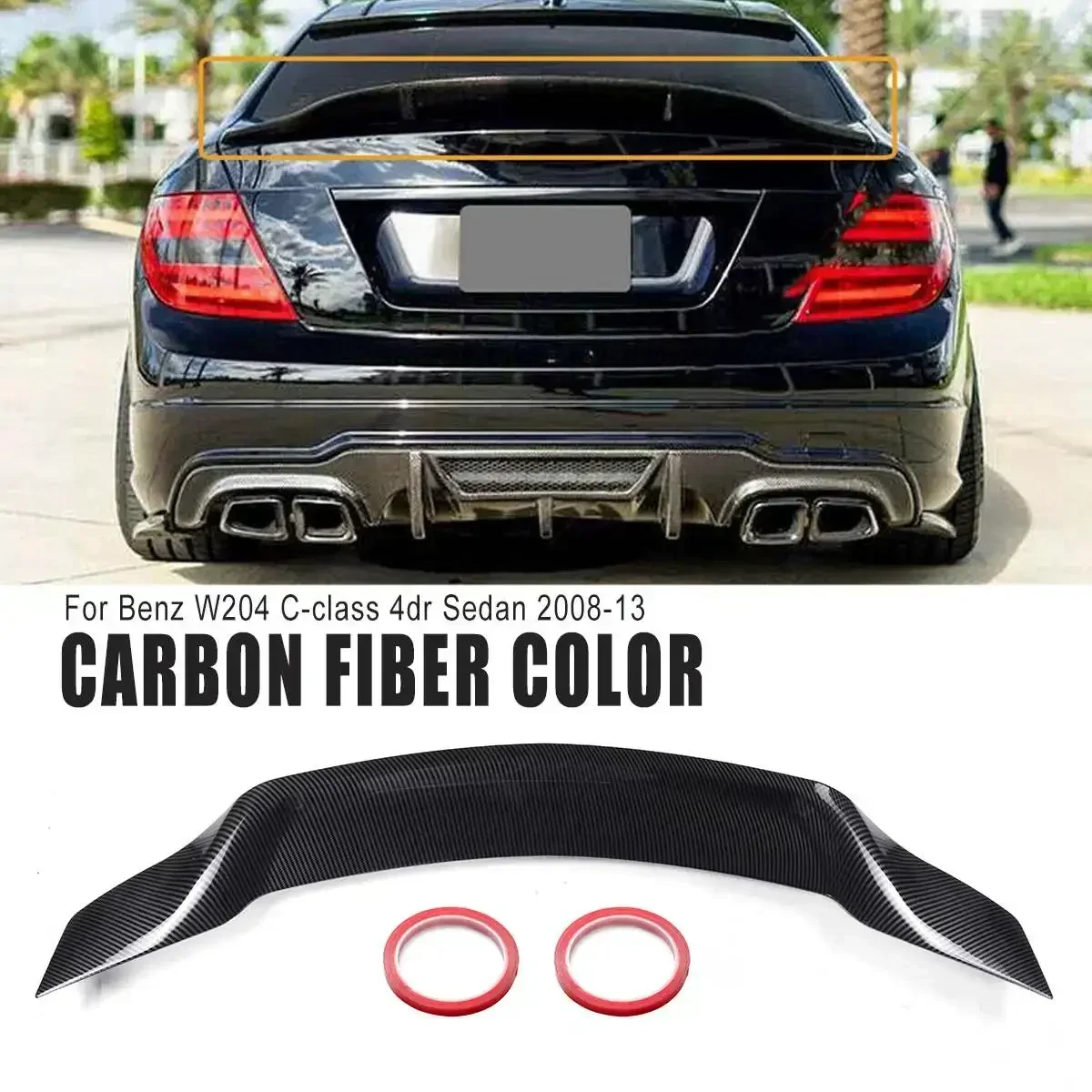 W204 Car Rear Trunk Spoiler Lip Boot Lip For Mercedes For Benz W204 C-class 4dr Sedan 2008-2013 Rear Spoiler Wing Lip Body Kit