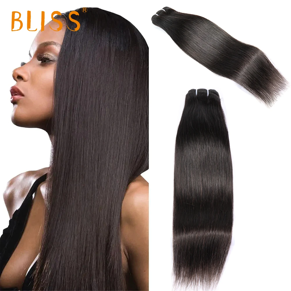 Bliss-Bundles de cheveux humains raides bon marché, Vierge malaisienne non traitée, Extensions de tissage de cheveux 100% humains, 3 Bundles