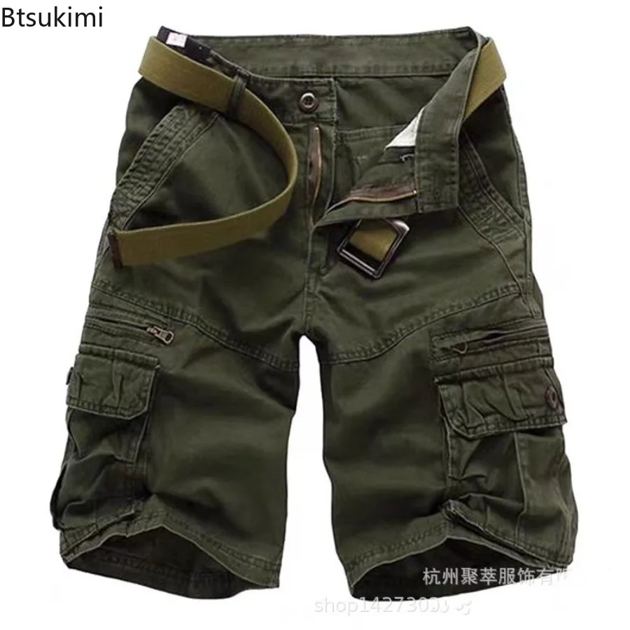 New 2025 Men's Cotton Cargo Shorts Summer Casual Shorts Mens Multi Pocket Knee Length Pant Fashion Streetwear Shorts for Men
