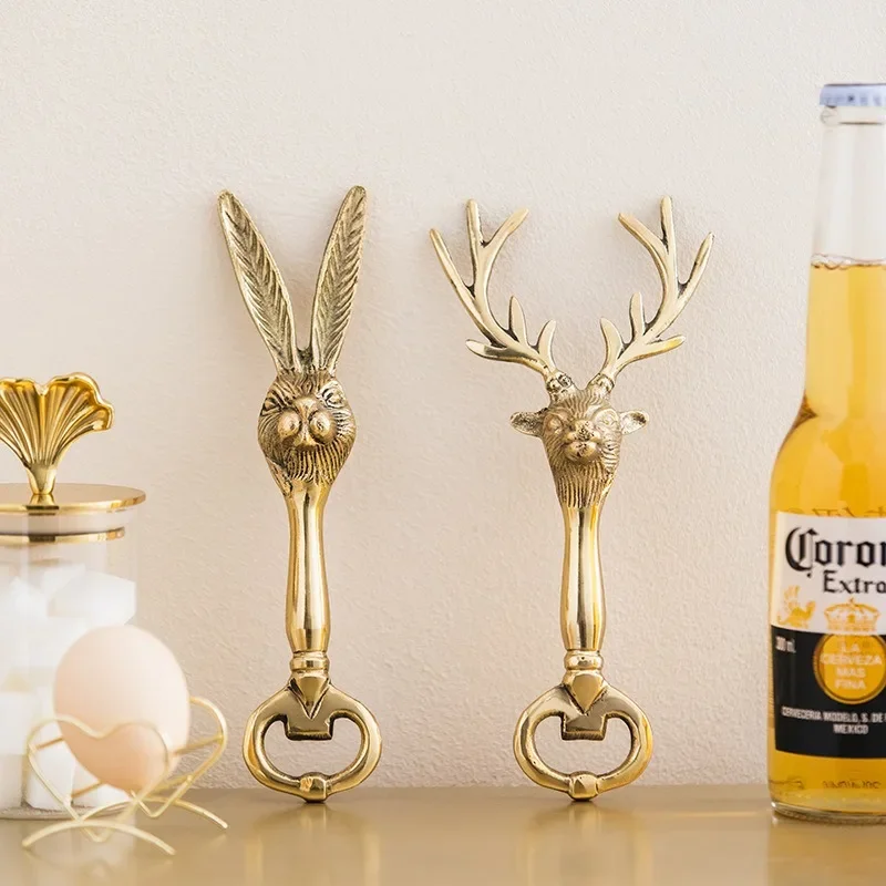 

Jedi Home Furnishing Light Luxury Brass Creative Styling Elk Bottle Opener Living Room Dining Room Ornament Personalized