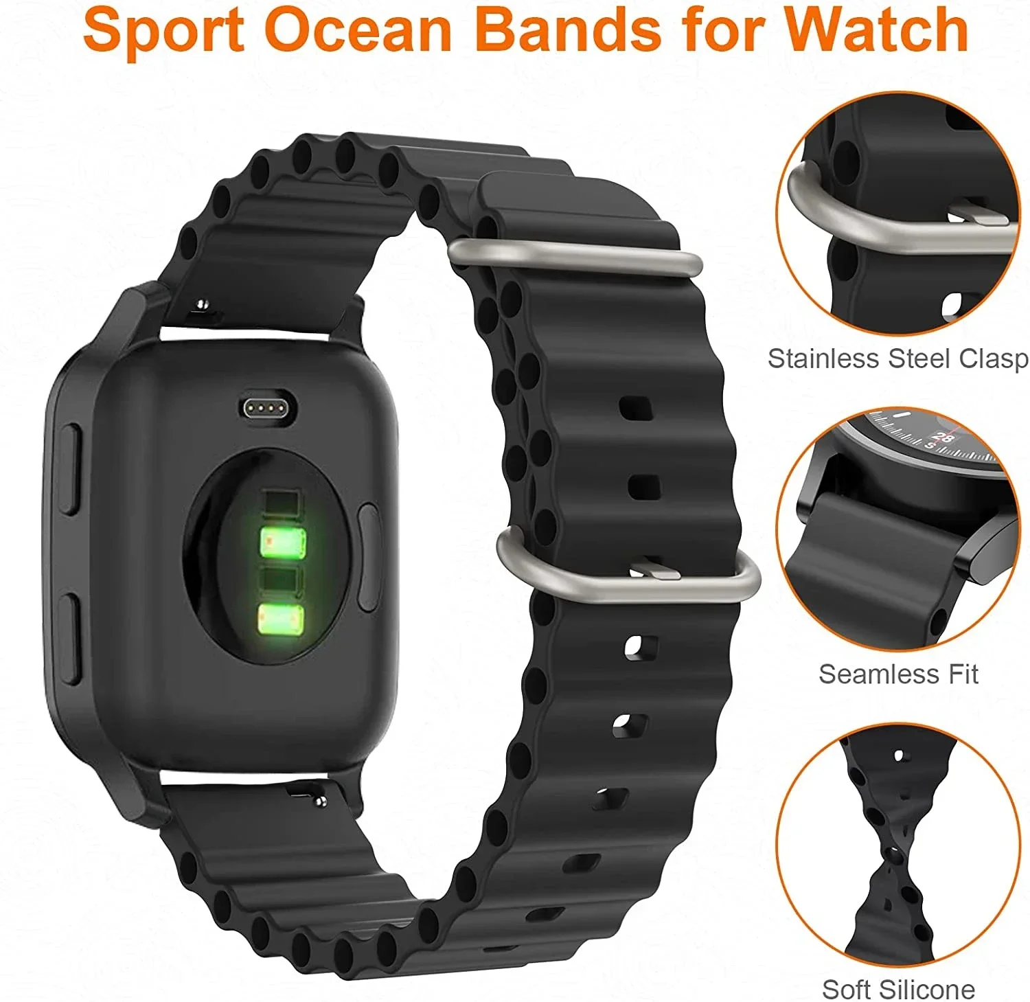 Ocean Silicone band For Amazfit GTS 4/2/2e Mini/3/GTR 4/3 Pro 42mm/47mm/GTR2/stratos 2/3 Watch Bracelet Amazfit Bip GTS 2 strap