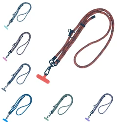 Adjustable Phone Strap Pure Color Nylon Lanyard Two Metal Button Rope For Cards Crossbody Safety Anti-lost Long Neck Lanyard