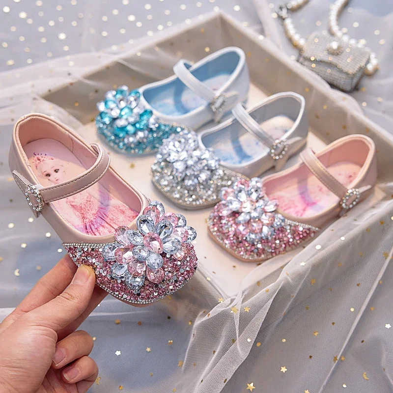 

Girl's Fashion Sandals Crystal Princess Shoes 2025 Spring New Children's Shoes Ice And Snow Romance Princess Shoes