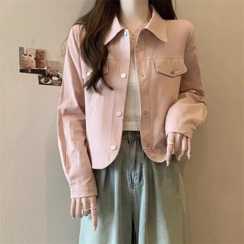 

Pure Cotton Jacket Women's Spring And Autumn Thin College Style Loose And Versatile Korean Outerwear Jacket Women's Clothing