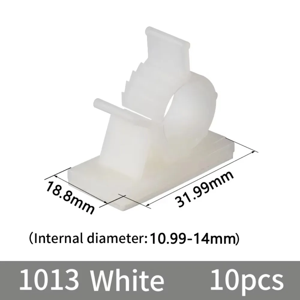 10Pcs Plastic Cable Organizer Clips Self-Adhesive Adjustable Cable Tie Mounts R-Shaped Clamp Tool-Free Installation
