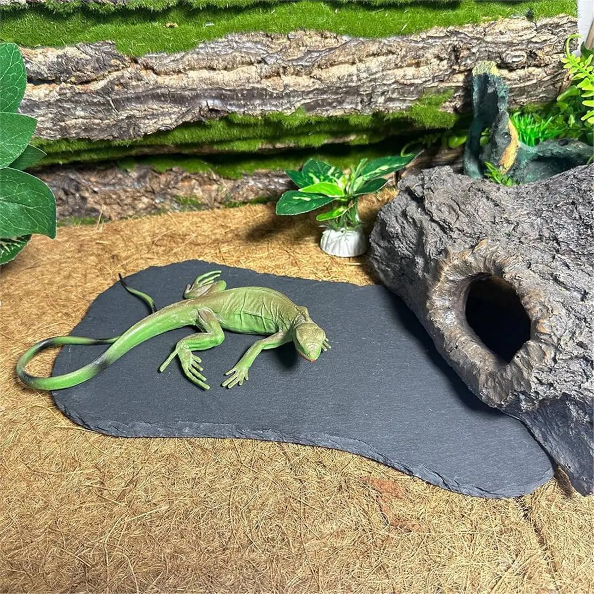 A20I Reptile Basking Platform,11''X5.5'' Tortoise Rock Plate Feeding Food Bowl Dish Feeding Turtle Bathing Resting Platform