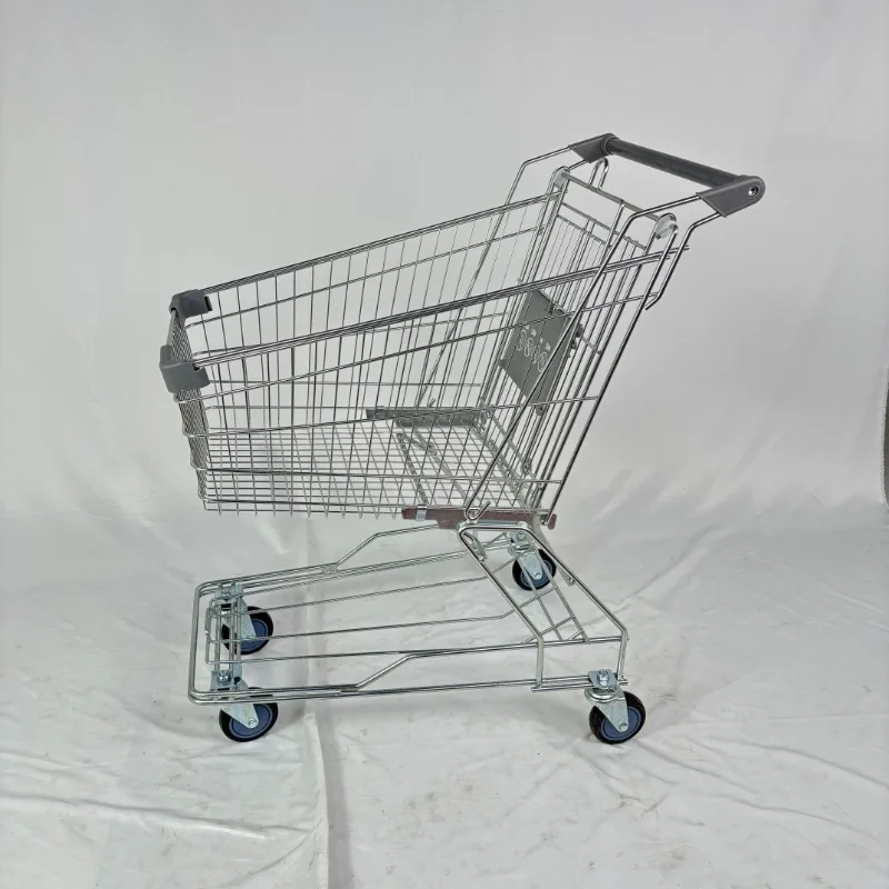 Large capacity Asian style supermarket shopping cart Metal grocery trolley with 4 universal wheels