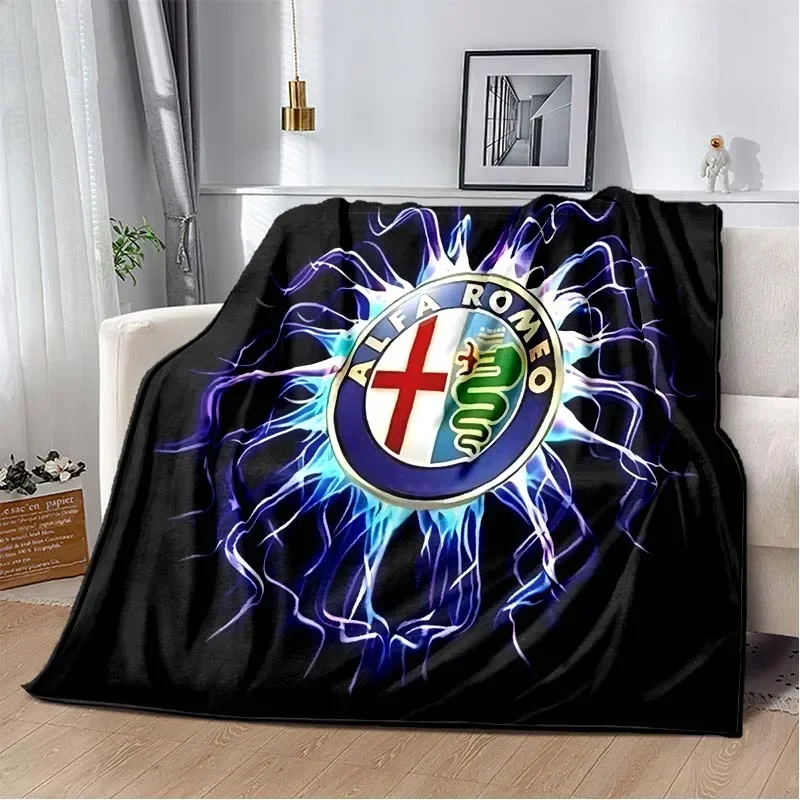 Fashionable sports car logo A-Alfa-Romeo-o plush blanket throw warm gift blanket sofa bed decoration portable blanket