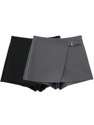 Willshela Women Fashion Solid Bandage Side Zipper Mini Skirts Shorts Vintage High Waist Female Chic Lady Shorts