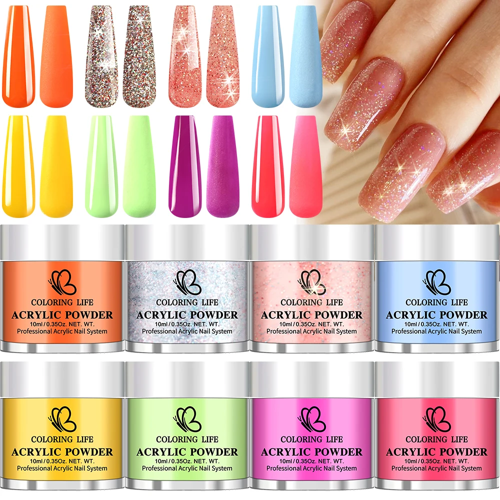 8-Color/Set French Extension Sculpting Acrylic Nail Powder Macaron Nail Supplies Gift for Christmas Valentine's Day Any Occasion