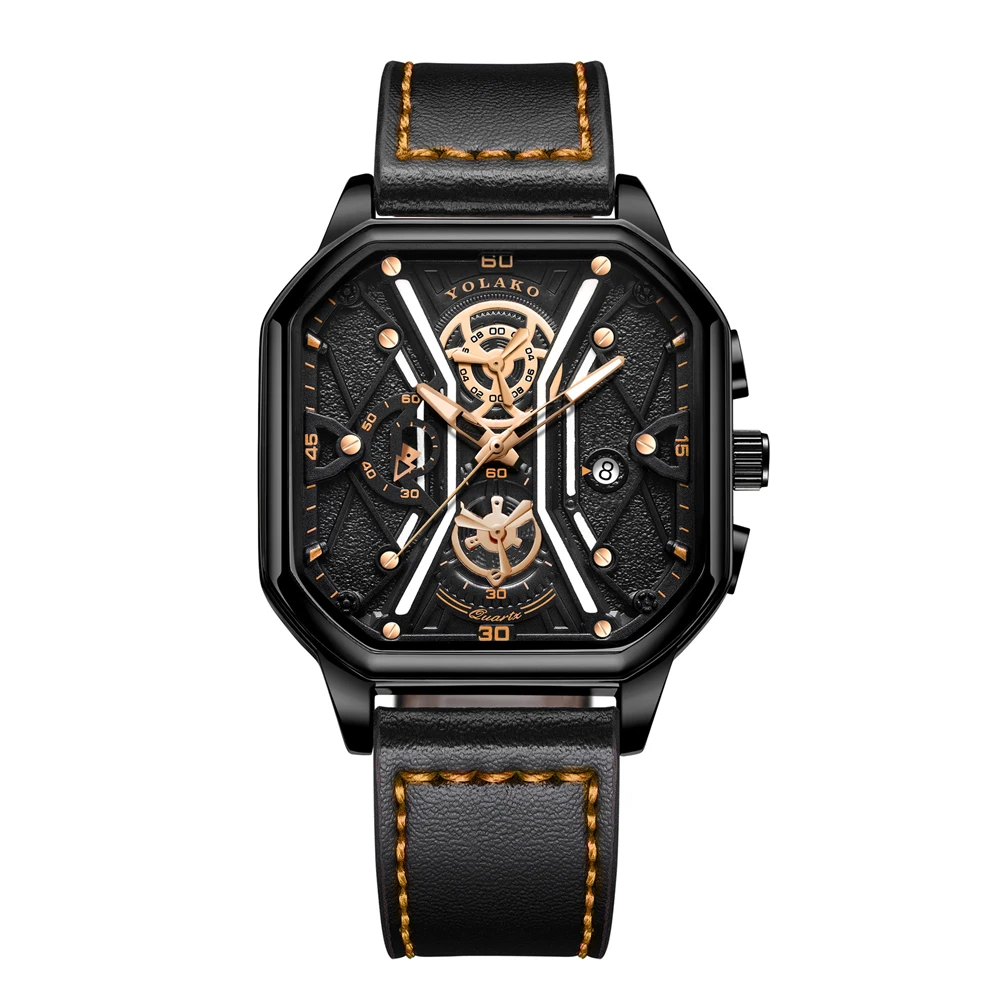 

Men's Unusual Luxury Square Dial Designer Watches 2024 Fashion Sport Calendar Quartz Watch For Men WristWatch Clock Montre Homme