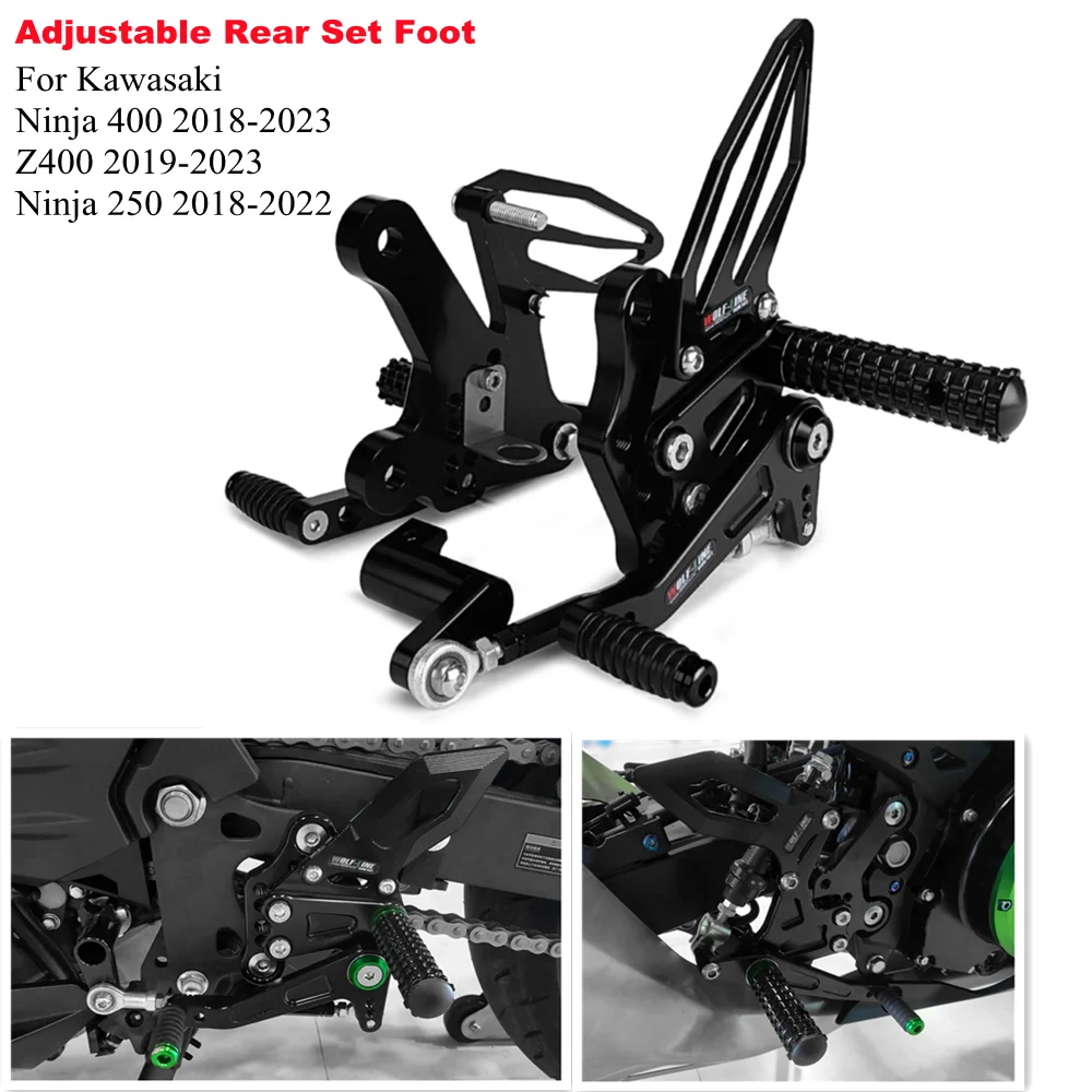 Motorcycle Footrests Rearset Rear Footpeg Foot Rests For Kawasaki Ninja 400 Z400 2019 - 2023 2019 2021 2022 Ninja400 Ninja 250