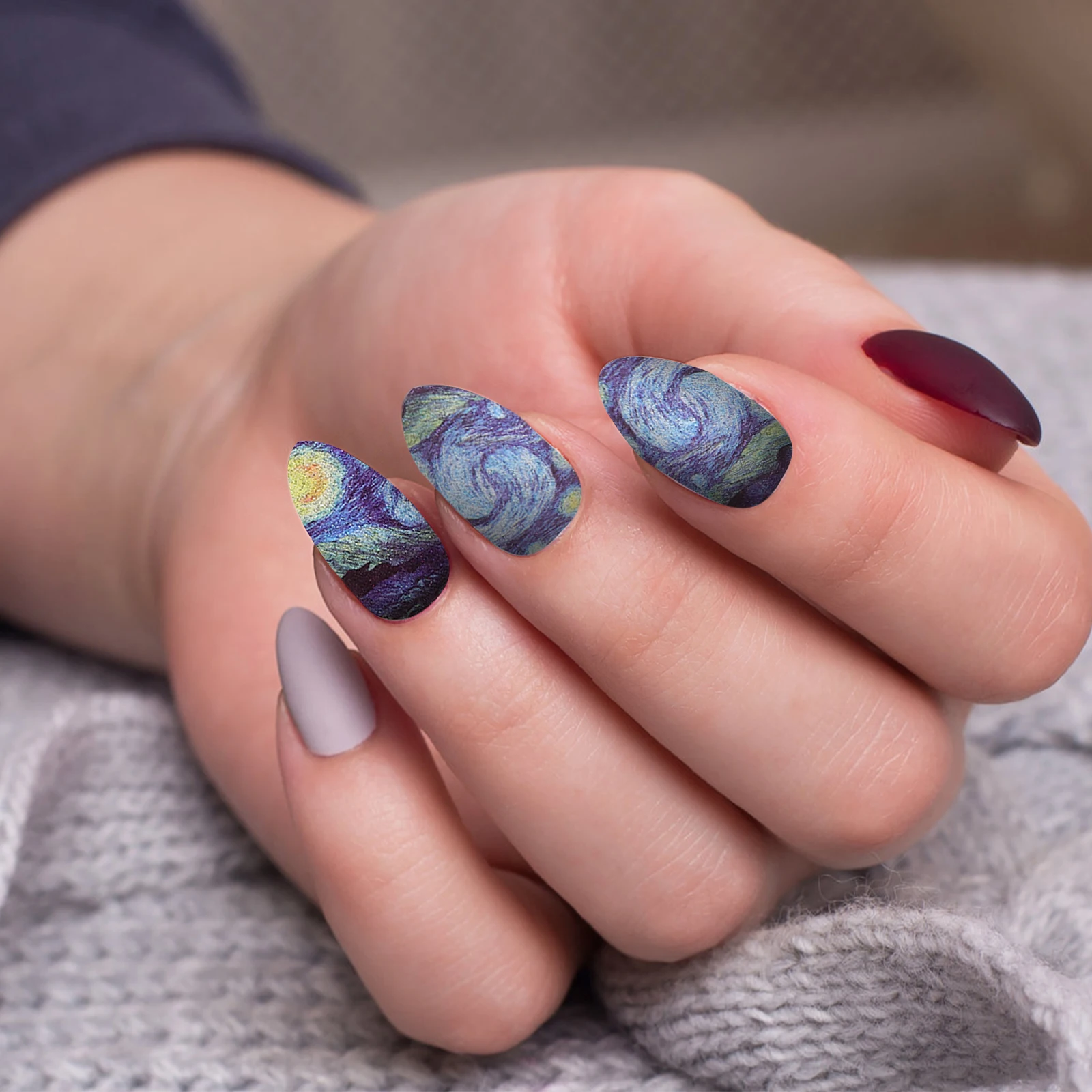 

Nail Stickers 14 5x7 5cm Night Blue Full Cover Nail Art Decals Easy Use Salon Home