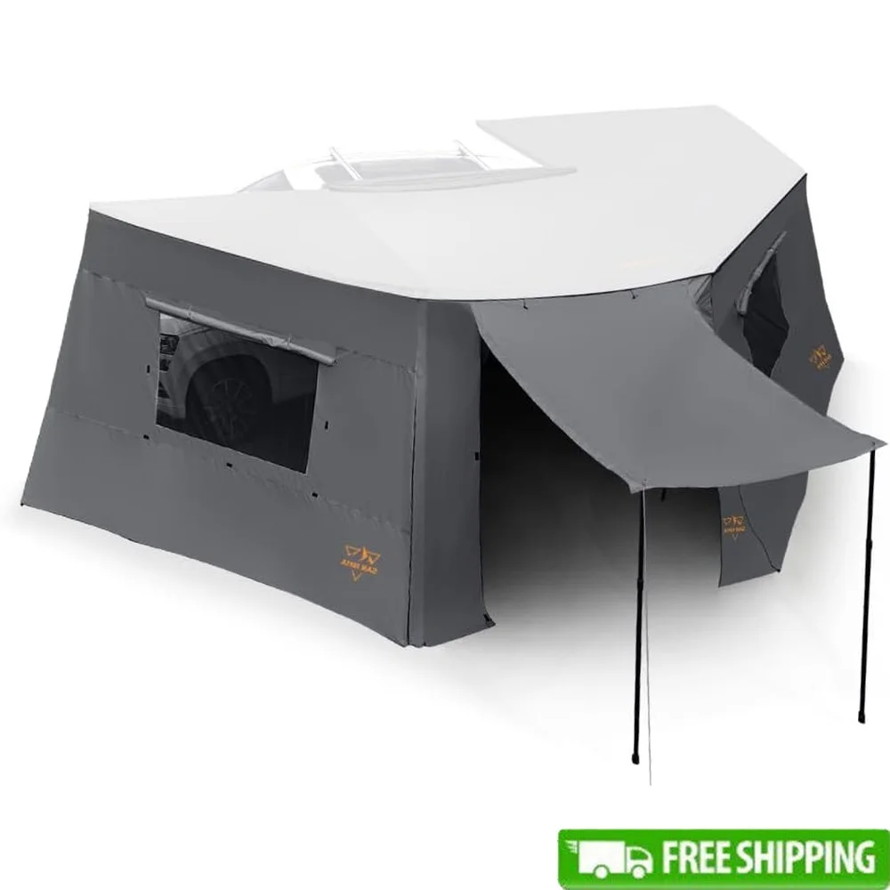 

Free-Standing Waterproof Awning Side Wall 1 Door 4 Windows UV50 Wind Resistant Outdoor Shelter SUVs Vans 270 Degree Setup