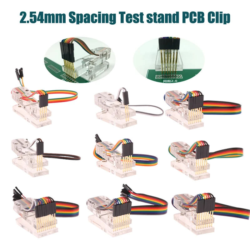 Test Stand PCB Clip Single 2.54mm Spacing Clamp Fixture PCB Program Download Burn With Box Probe Clip Tool