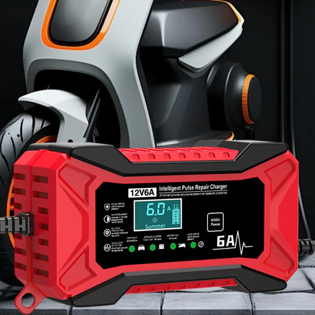

Автомобильное зарядное устройство 12V6A Импульсный ремонт ЖК-дисплея Smart Fast Charge AGM Глубокое цикльное гелевое свинцово-кислотное зарядное устройство для авто мотоцикла Q6E0